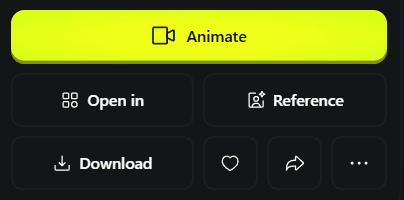 Higgsfield Open In button and action buttons panel