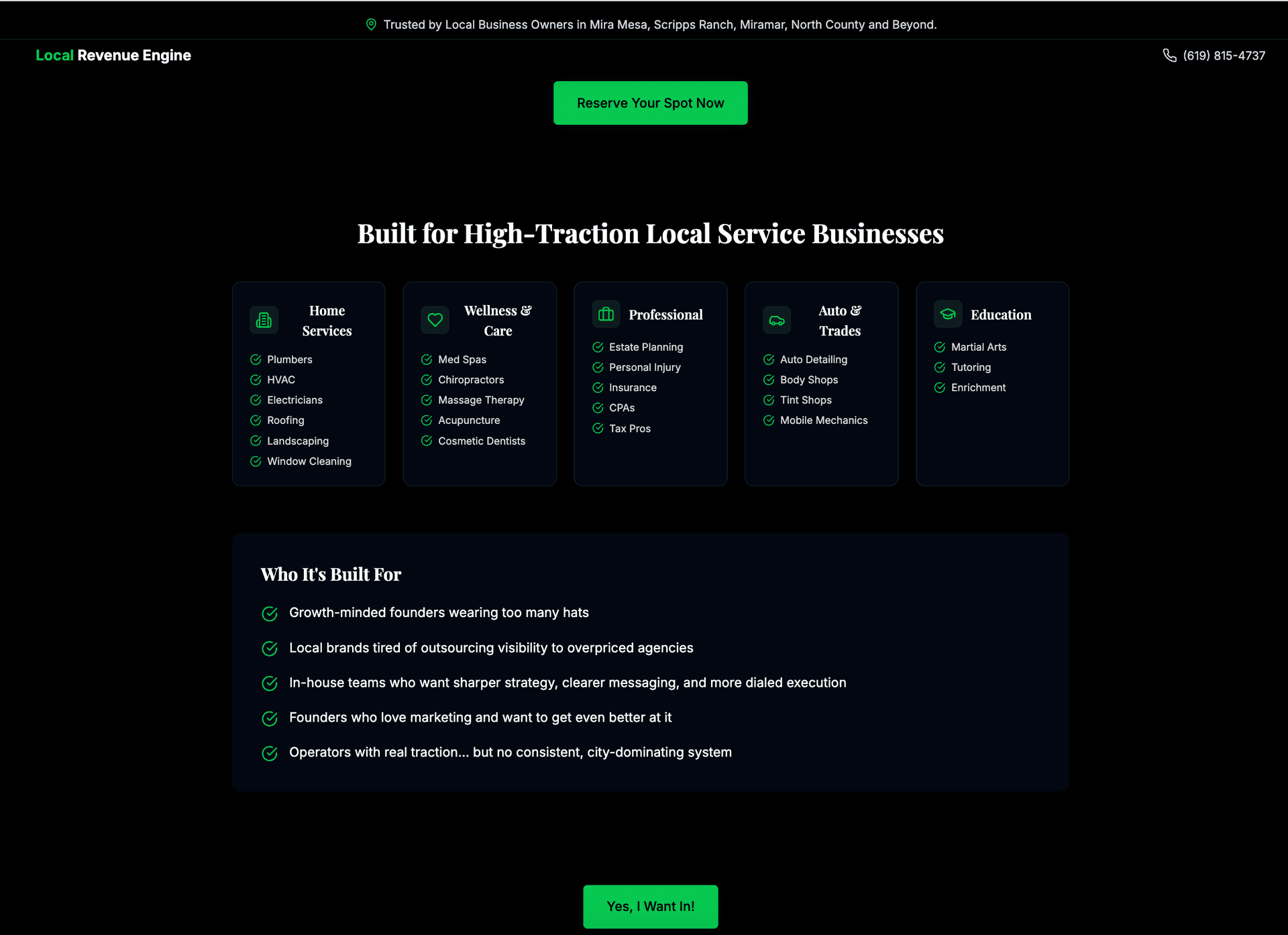 Landing page social proof section with testimonials